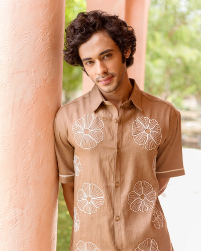 Cody Brown Embroidered Cotton Shirt