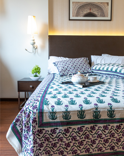 Gilly Flower Handblock Printed Bedsheet