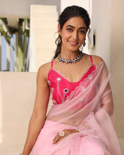 Inaayat Pink Silk Embroidered Blouse