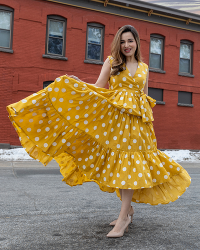 chanderi cotton dress Here's our next piece a soft mustard Mul Chanderi cotton dress, detailed with tiny hand-embroidered flowers. Light, breezy and effortlessly elegant the kind of outfit that works for any day