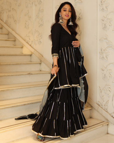 Polar Black Gotapatti Sharara Set