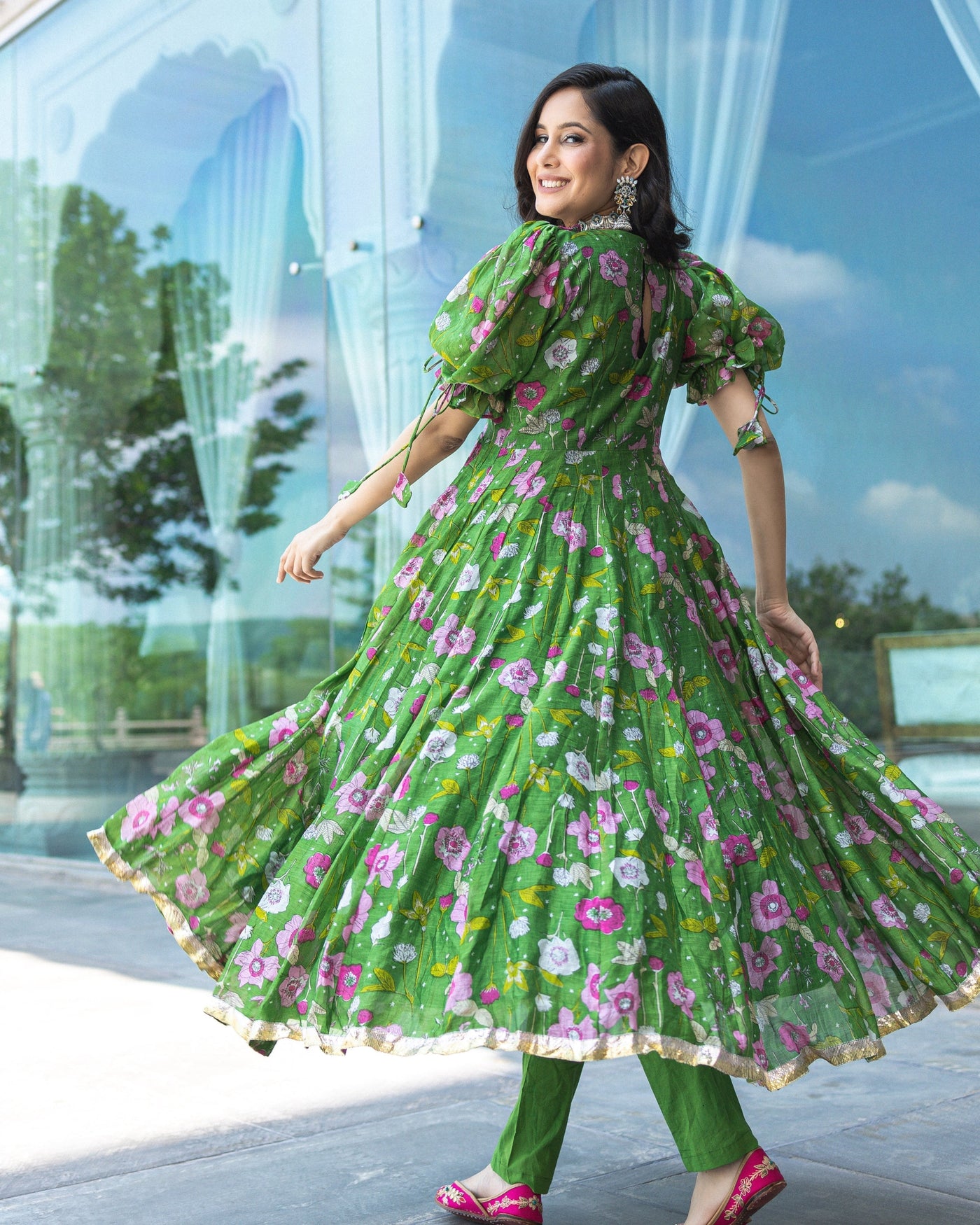 Roxana Chanderi Anarkali Suit Set