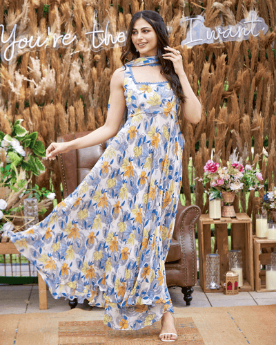 Zohan White Printed Georgette Suit Set