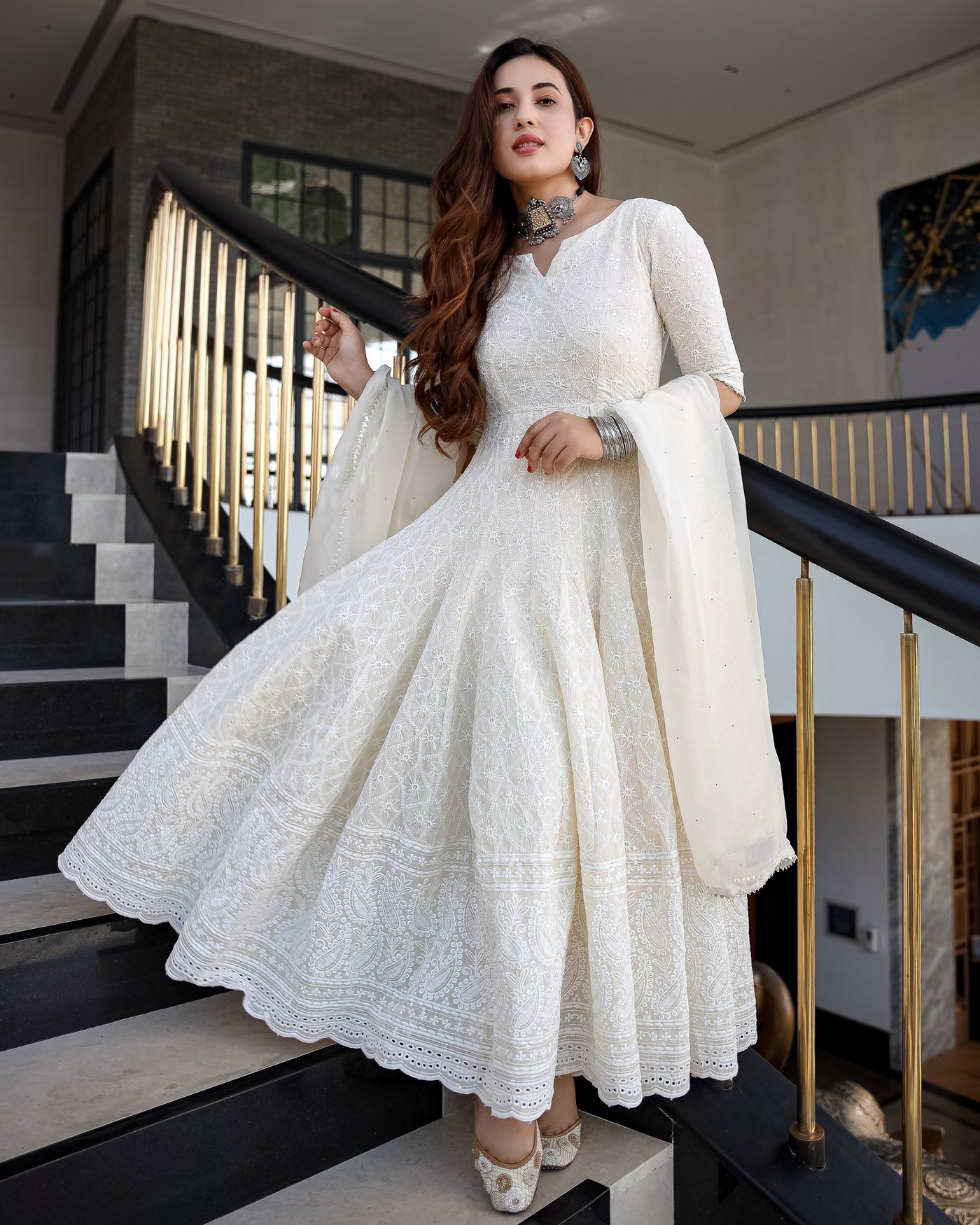 Pearl Ivory Anarkali Set