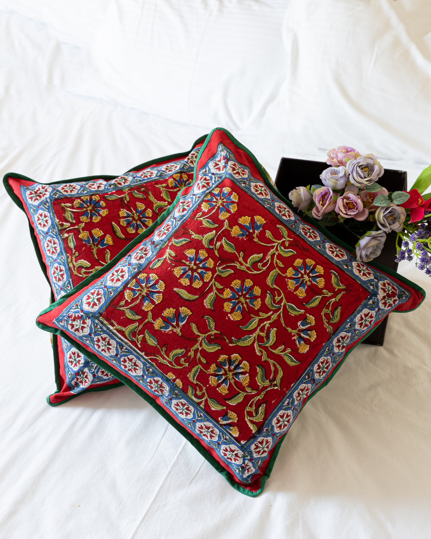 Rojo Handblock Cushion Cover