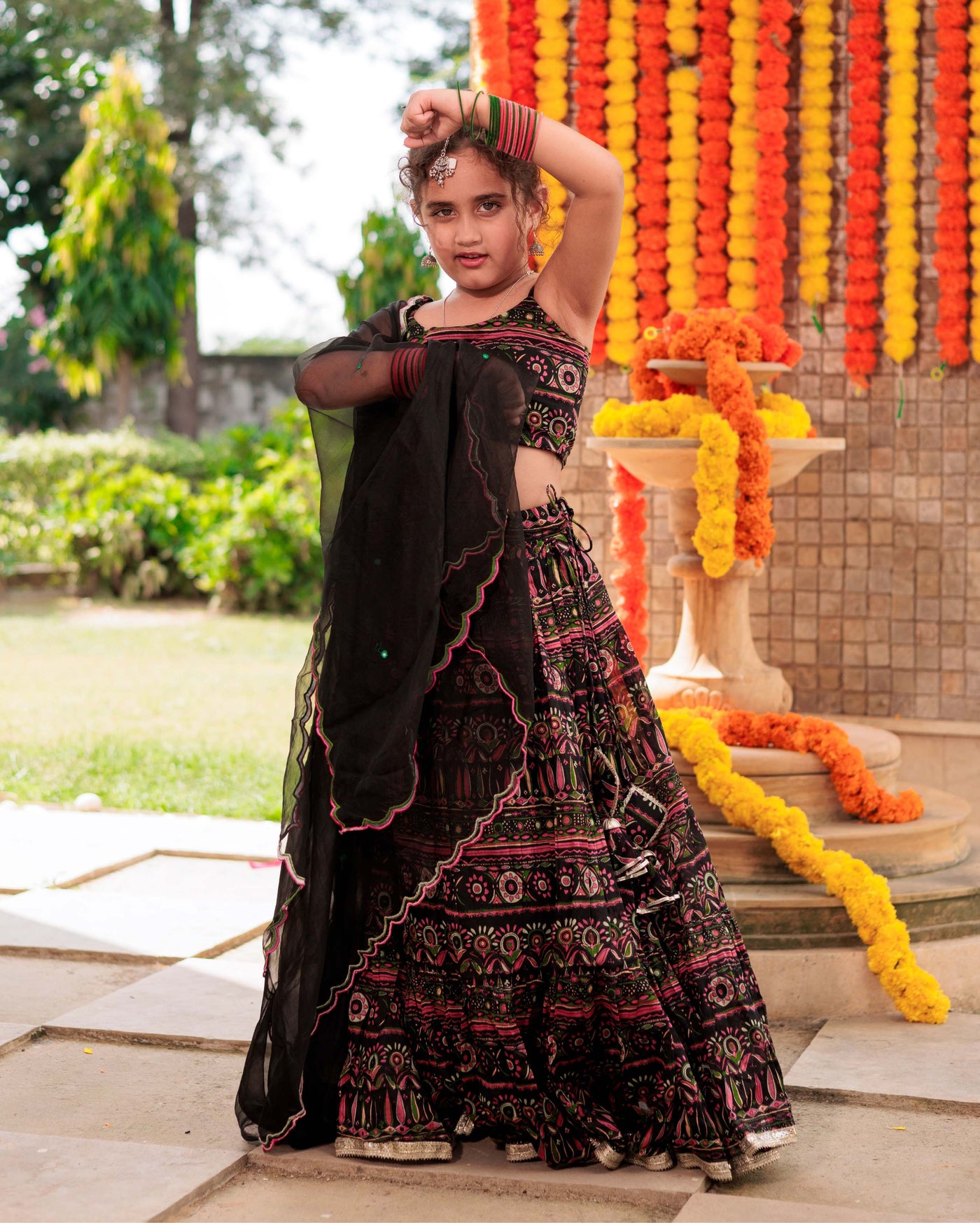 Noir Mystique Black Chanderi Lehenga Set 