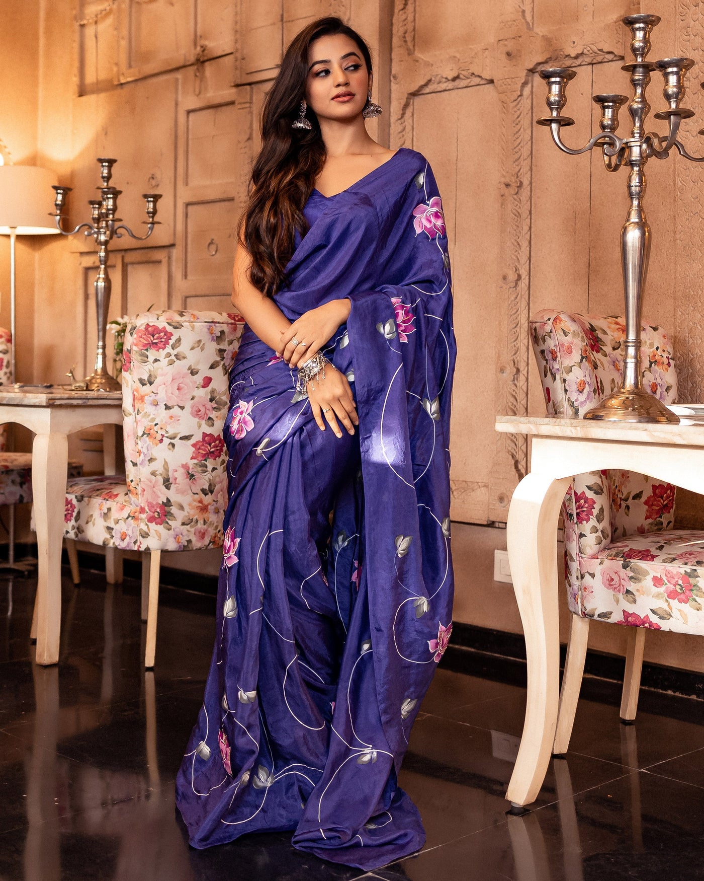 Sarang Handpainted Silk Saree