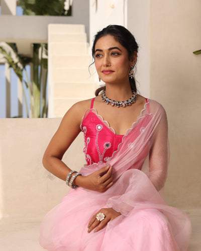 Inaayat Pink Silk Embroidered Blouse
