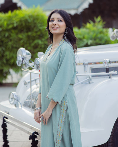 Harmony Green Embroidered Flex Kurta Set