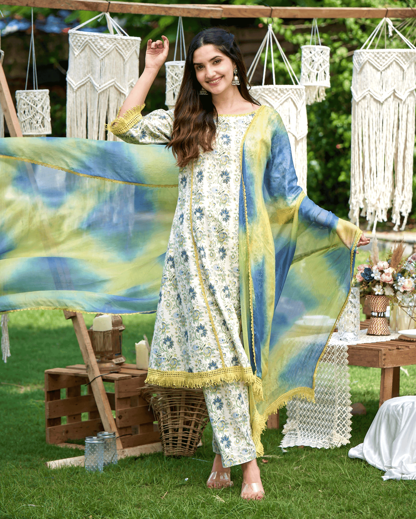 Dityaa Mint Printed Cotton Suit Set