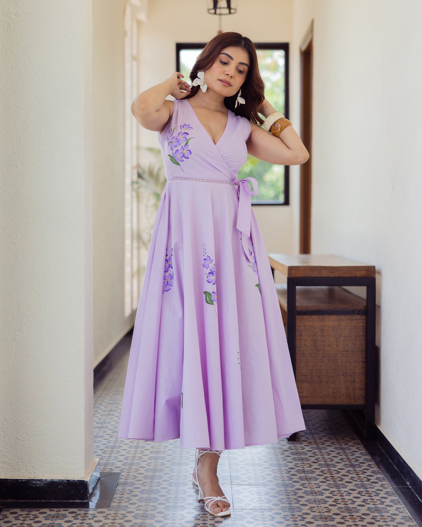 Varnish Lavender Handpainted Cotton Dress