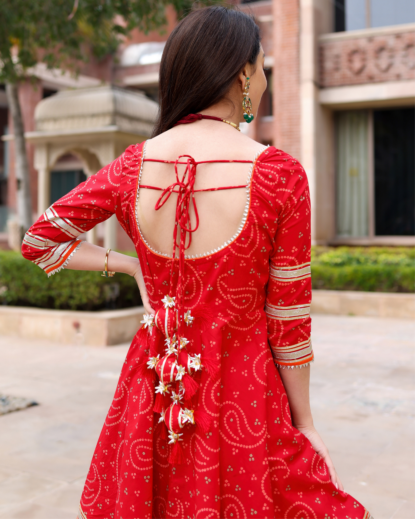 Red Hibiscus Gotapatti Sharara Set