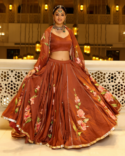 Glazed Ginger Handpainted Lehenga Set