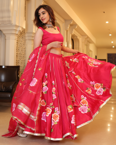 Barberry Handpainted Lehenga Set