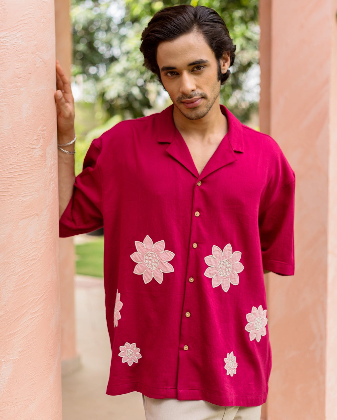 Sway Pink Embroidered Cotton Shirt