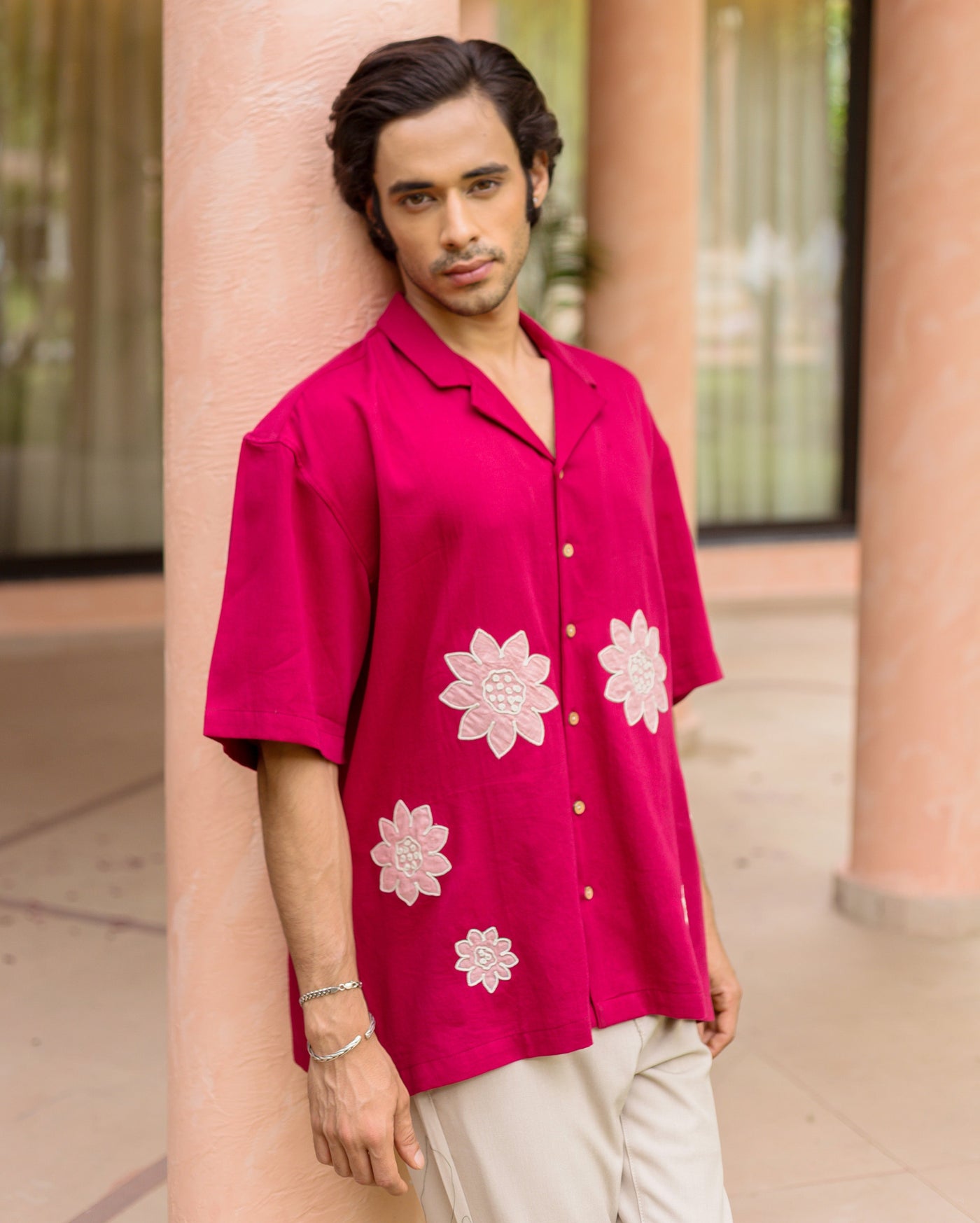 Sway Pink Embroidered Cotton Shirt