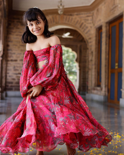 Ruby Chanderi Lehenga set