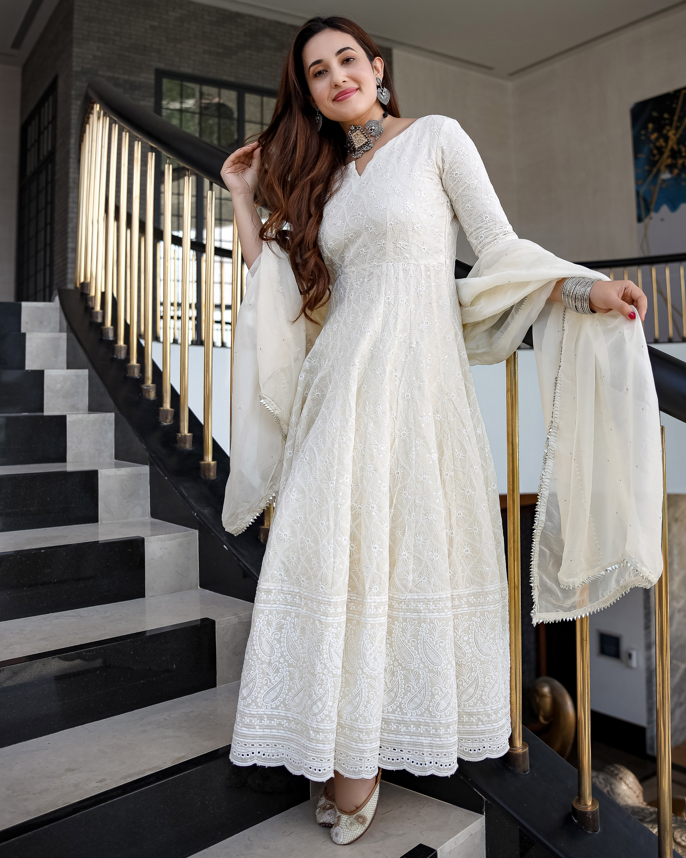 Pearl Ivory Anarkali Set