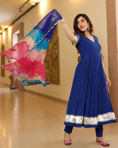 True Navy Gotapatti Anarkali Set