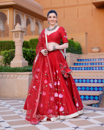 Maalini Handpainted Chanderi Lehenga Set