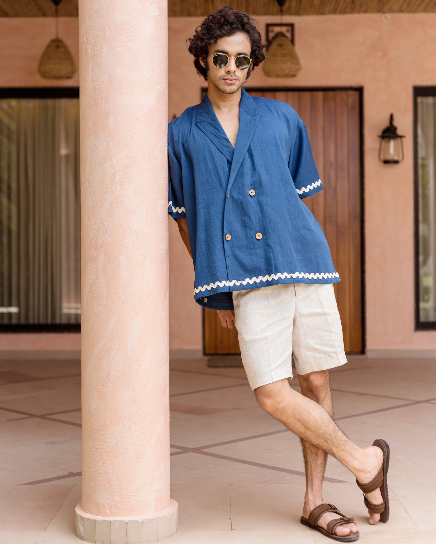 Ash Indigo Embroidered Cotton Shirt