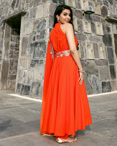 Orange Muse Leheriya Gota Suit Set