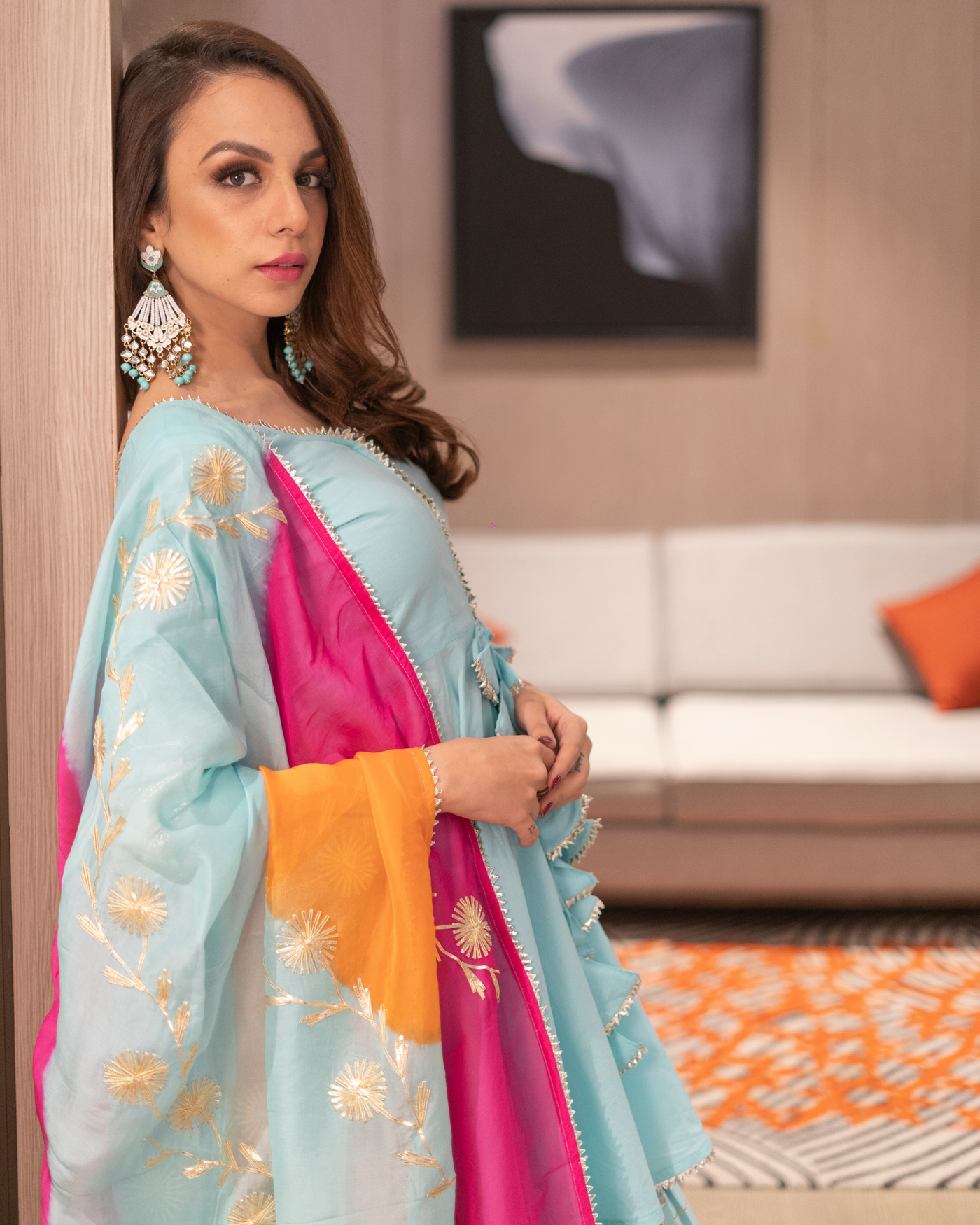 Adonis Blue Gotapatti Sharara Set