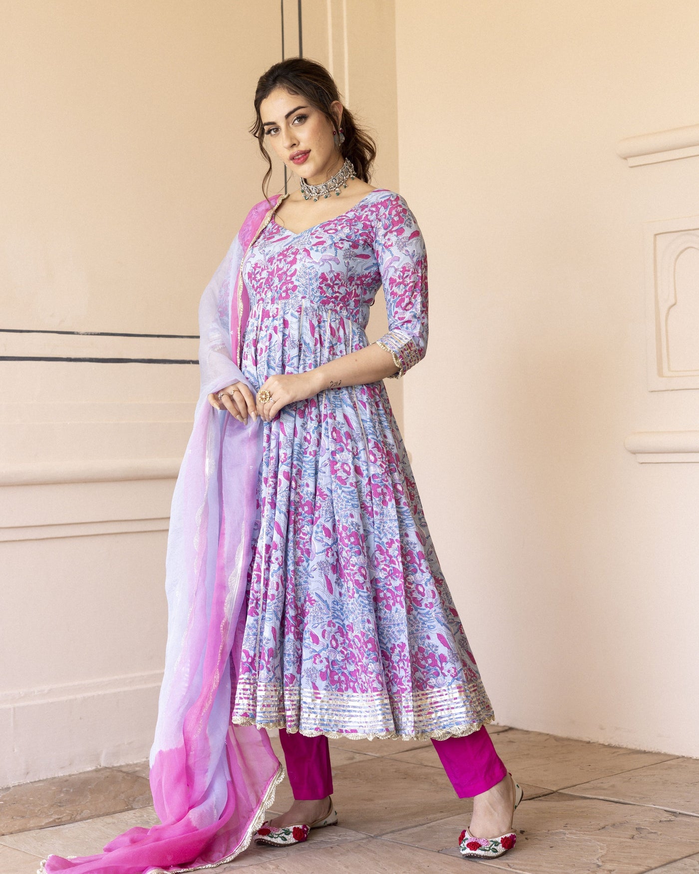 Siria Cotton Anarkali Suit Set