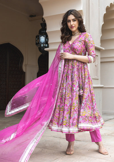 Yelena Chanderi Angrakha Suit Set