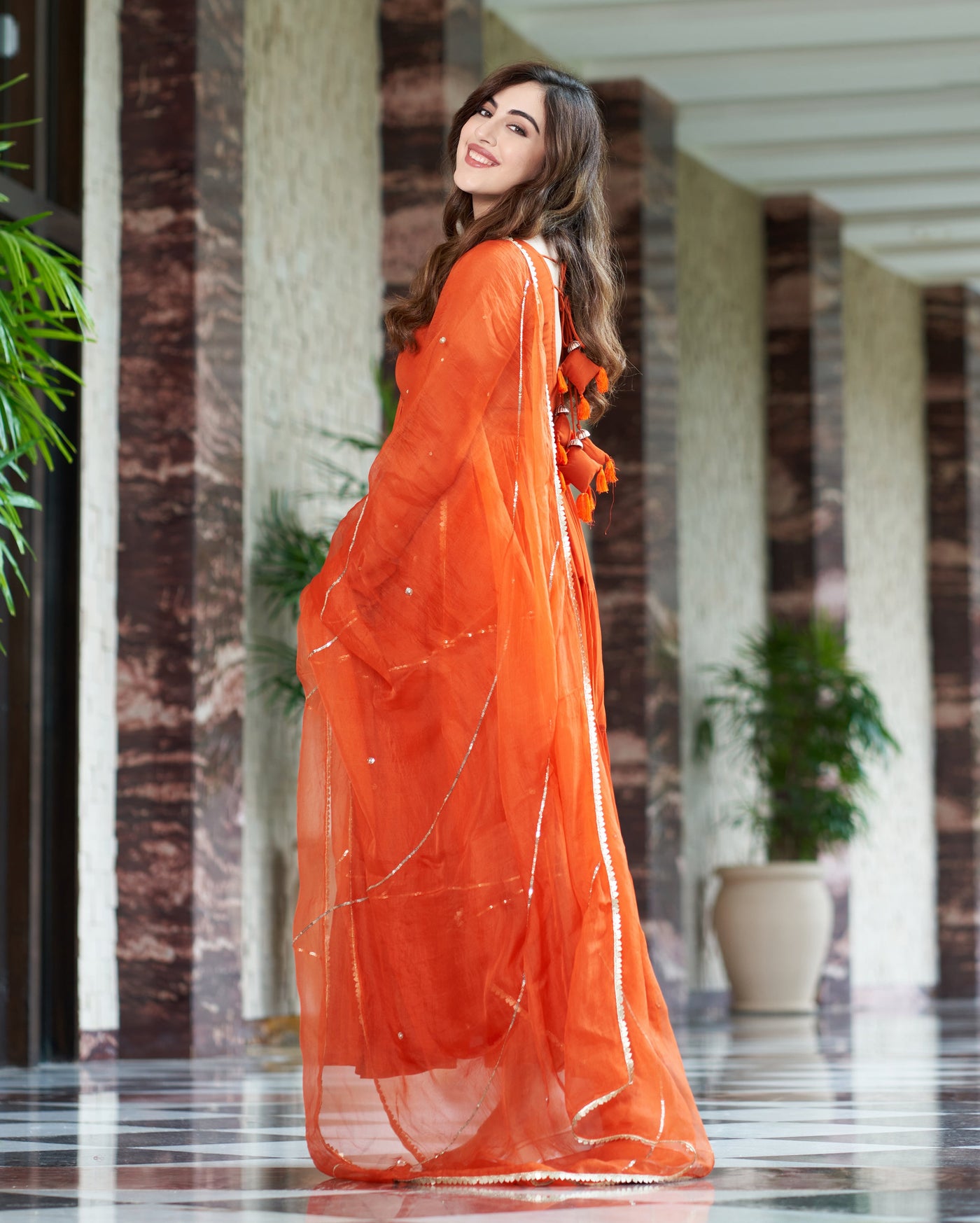 orange georgette dress Orange Georgette Anarkali Suit: Hand Embroidered Anarkali Dress,orange anarkali kurta,simple anarkali dress,festive outfit,handwork kurta us