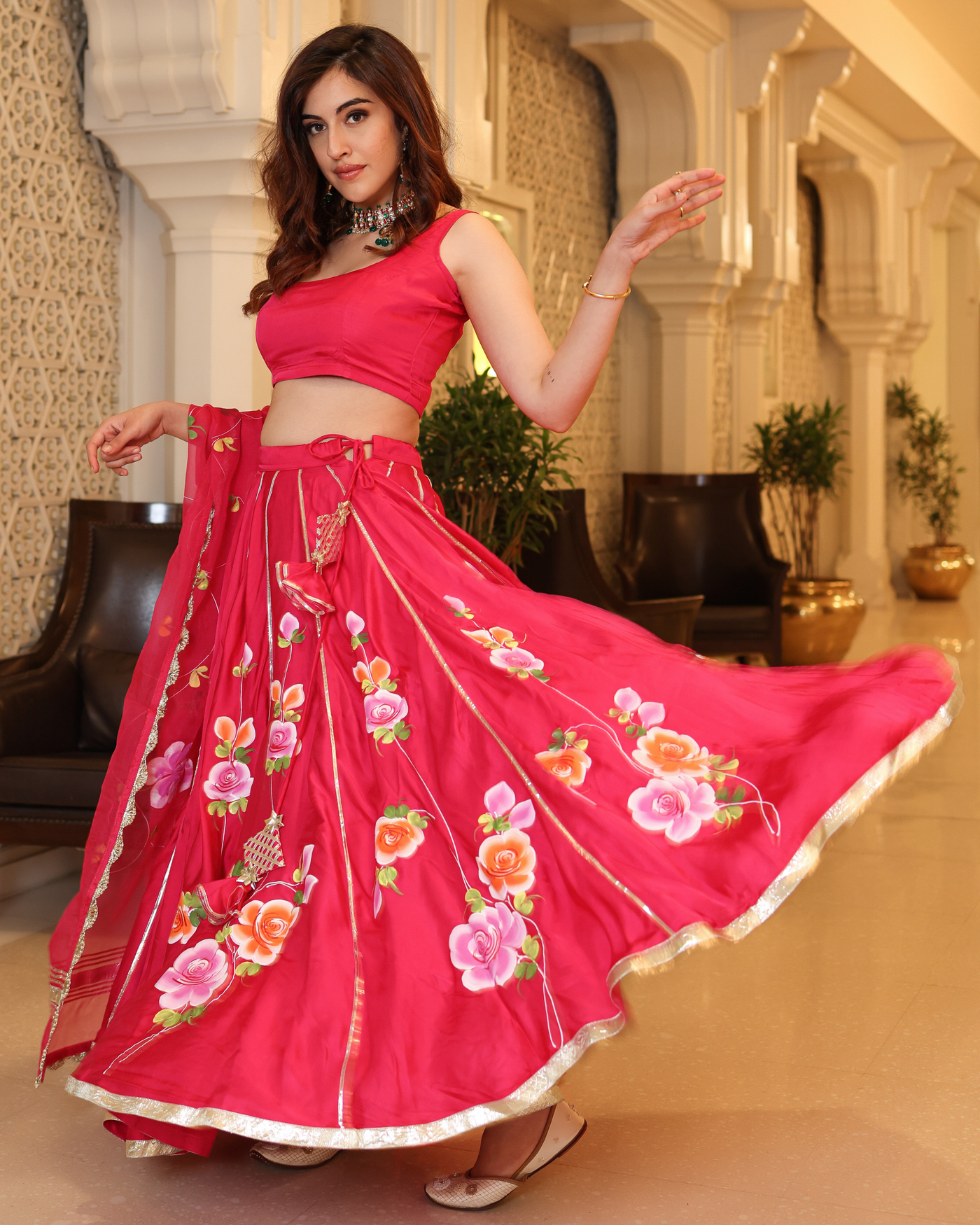 Barberry Handpainted Lehenga Set