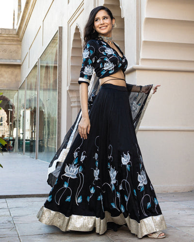 Meski Handpainted Lehenga Set