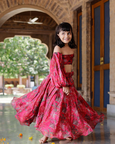 Ruby Chanderi Lehenga set