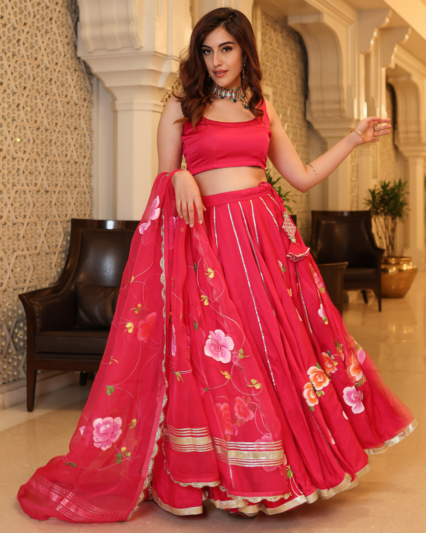 Barberry Handpainted Lehenga Set