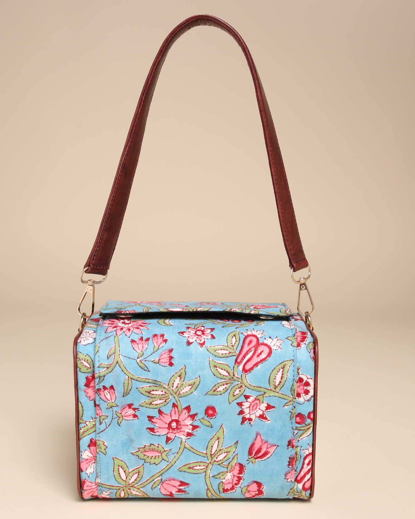 Imperial Blue Cotton Block Printed Satchel Bag