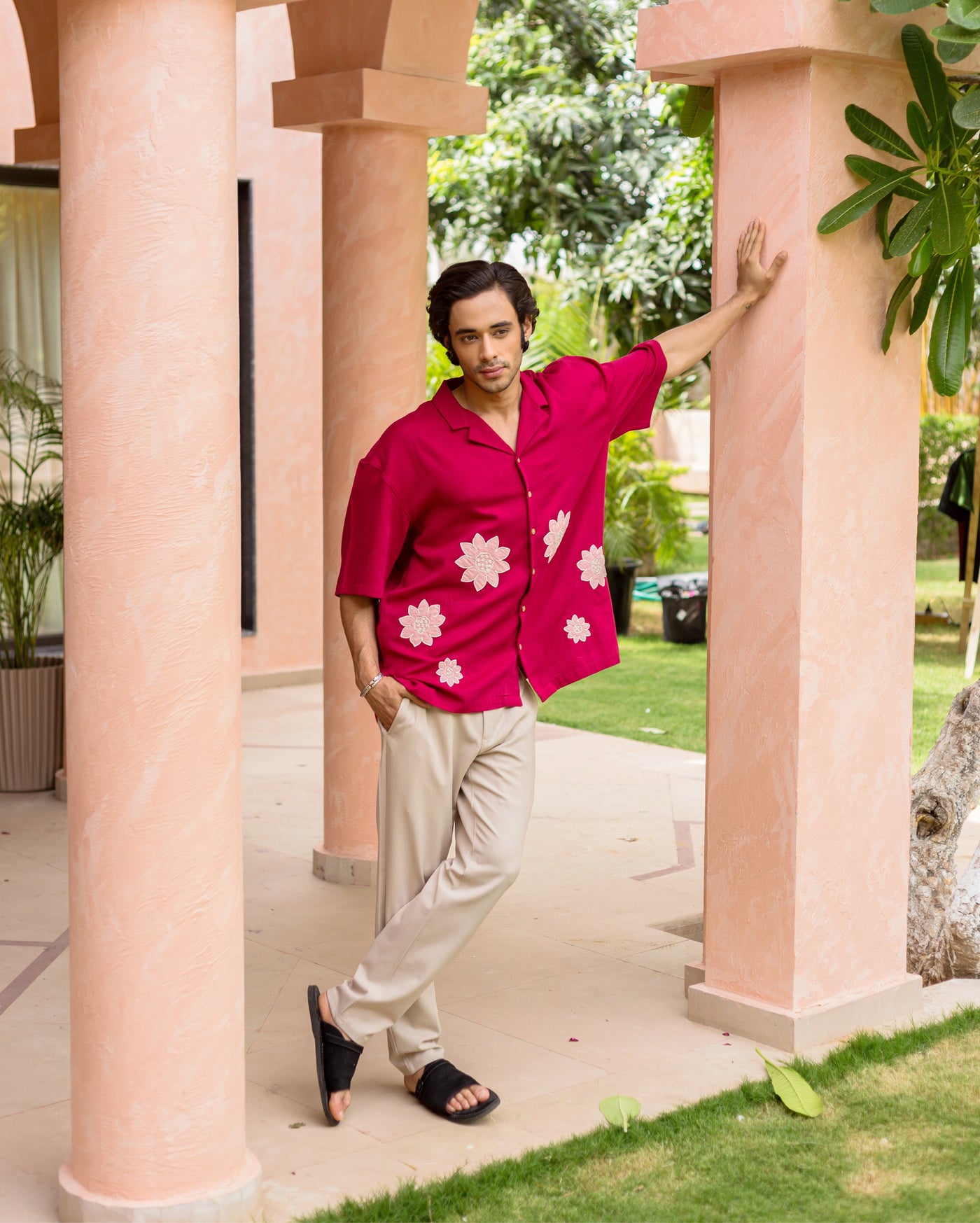 Sway Pink Embroidered Cotton Shirt