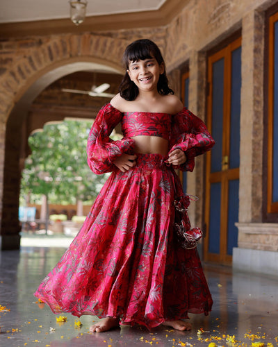 Ruby Chanderi Lehenga set