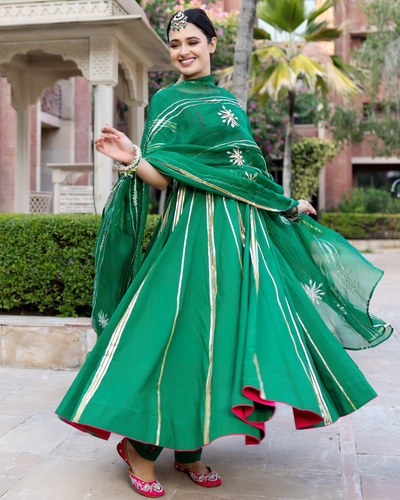 Hotpink Gota Patti Suit With Designer With Dupatta|Shop Bandhej Gota Patti  Salwar Suit Online|Jhakhas