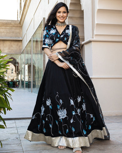 Meski Handpainted Lehenga Set