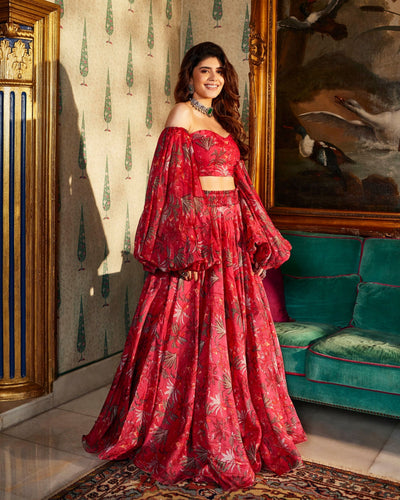 Zohar Chanderi Lehenga Set