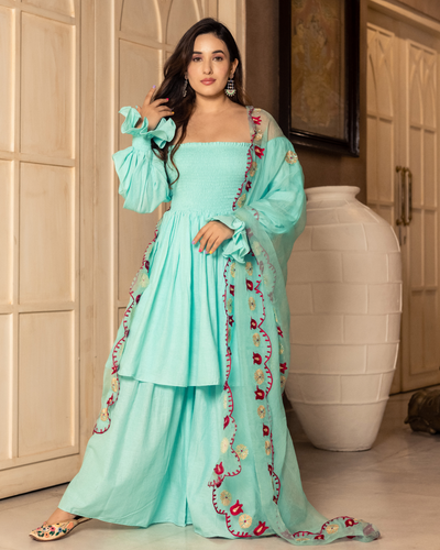 Nilkanta Embroidered Sharara Set