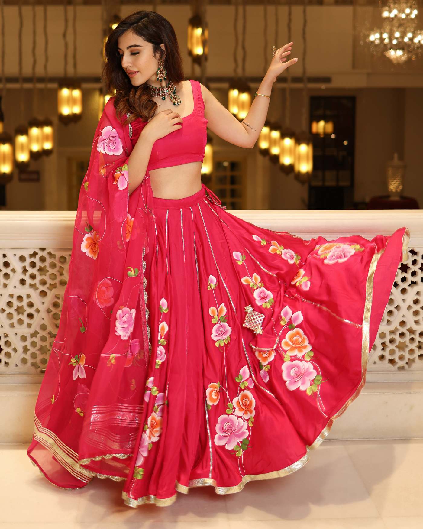 Barberry Handpainted Lehenga Set