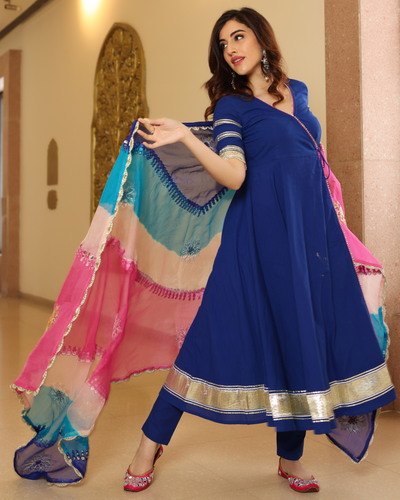 True Navy Gotapatti Anarkali Set