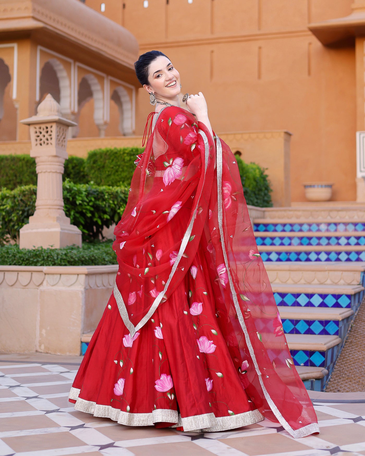 Maalini Handpainted Chanderi Lehenga Set