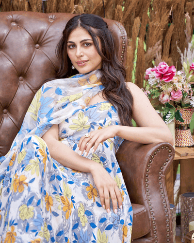 Zohan White Printed Georgette Suit Set