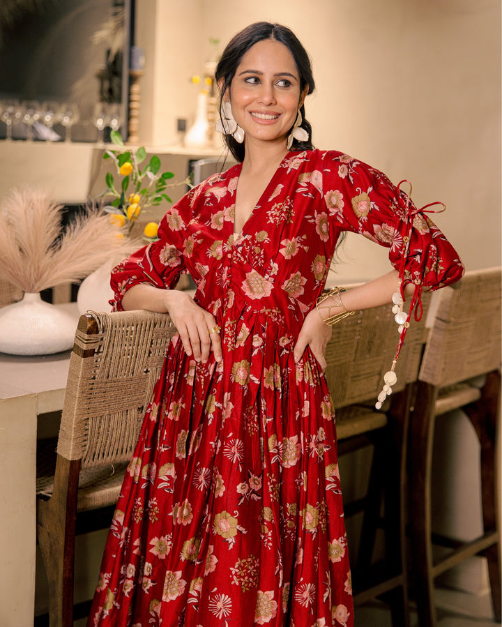 Shop Sherrie Haze Red Cotton Printed Dress for Women Online at