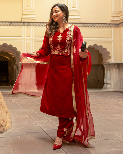 Velvet dress salwar sales suit