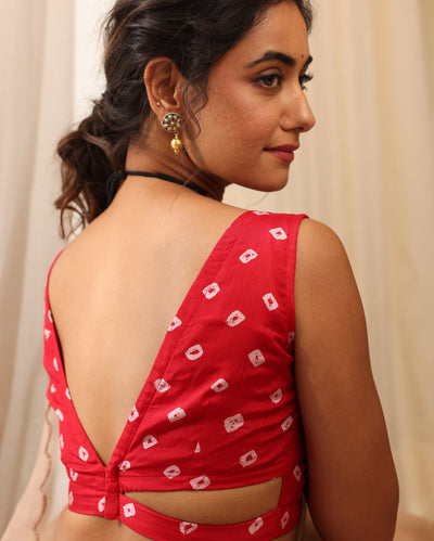 Anvika Red Printed Silk Blouse