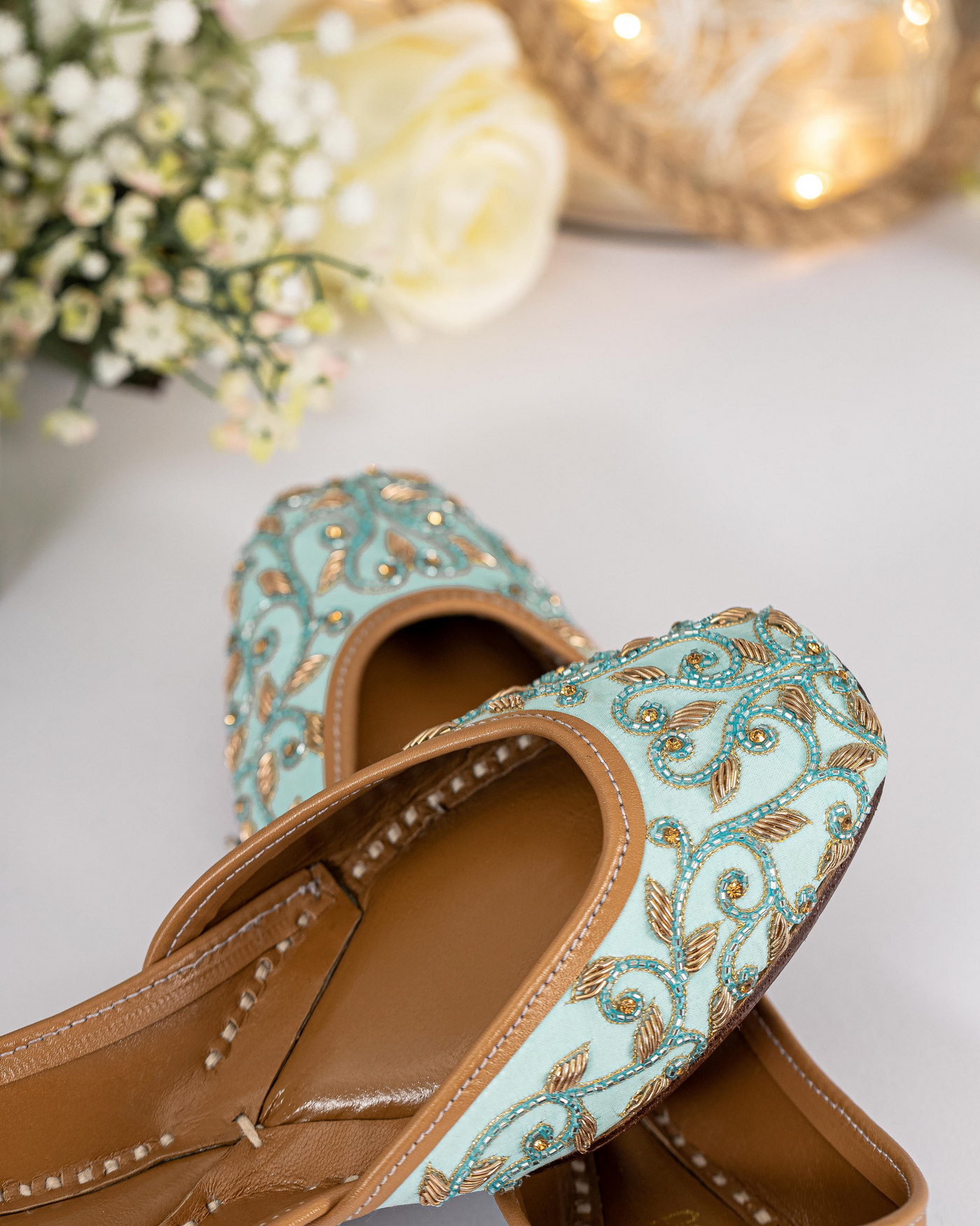 Mint Poppins Handcrafted Jutti