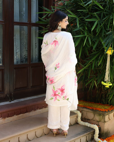 Vanilla Mist Handpainted Silk Suit Set